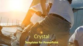  Presentation with members - Colorful slide set enhanced with two-sailing-crew-members-working backdrop and a tawny brown colored foreground