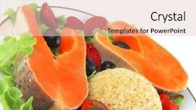  Presentation with salmon dish - Cool new slides with two salmon steak on white backdrop and a lemonade colored foreground
