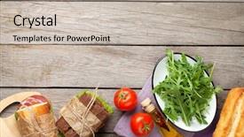  Presentation with salad - Slide set consisting of two sandwiches with salad ham background and a soft green colored foreground