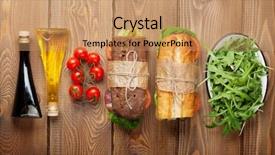  Presentation with salad - Slides having two sandwiches with salad ham background and a coral colored foreground