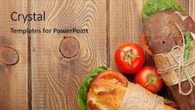  Presentation with cream cheese and fruit sandwich - Beautiful theme featuring two sandwiches with salad ham backdrop and a coral colored foreground