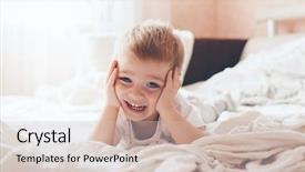  Presentation with old - Colorful slide deck enhanced with two scenes - 2 years old little boy backdrop and a soft green colored foreground