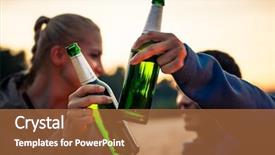  Presentation with close up of beef tartar - PPT layouts consisting of two scenes - close-up of couple clinking their background and a red colored foreground