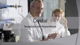  Presentation with survey results - Audience pleasing presentation design consisting of two science technicians survey backdrop and a light gray colored foreground