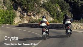  Presentation with two roads - Colorful presentation design enhanced with two-scooters-riding-amalfi-coast backdrop and a gray colored foreground