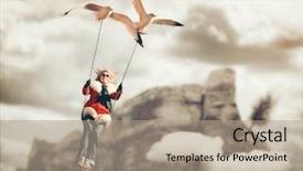  Presentation with cliff - Colorful slide set enhanced with two seagulls in a surreal backdrop and a coral colored foreground