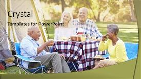  Presentation with camping - Beautiful theme featuring two senior couples enjoying camping backdrop and a lemonade colored foreground