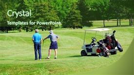 Presentation with two men on a judo - Beautiful presentation theme featuring two senior men on golf backdrop and a tawny brown colored foreground