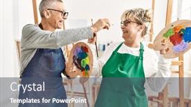  Presentation with paint art - Theme featuring two-senior-paint-student-smiling background and a dark gray colored foreground