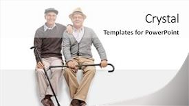  Presentation with two people holding hands - Cool new PPT layouts with two senior pals holding canes backdrop and a white colored foreground