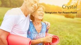  Presentation with gymnastics - Slide deck with two seniors as a couple with gymnastics mat in nature background and a yellow colored foreground