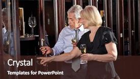  Presentation with wine tasting - Beautiful PPT theme featuring two seniors drinking glass of champagne at wine tasting event backdrop and a tawny brown colored foreground