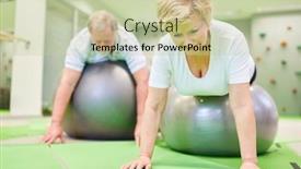  Presentation with gym ball - Slide deck having two-seniors-in-back-training background and a mint green colored foreground