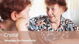  Presentation with seniors - Audience pleasing slide set consisting of two seniors old woman talking friendship elderly backdrop and a coral colored foreground