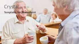  Presentation with active seniors senior e - Presentation theme enhanced with two-seniors-talk-and-flirt background and a lemonade colored foreground