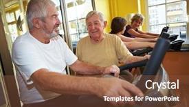  Presentation with senior citizen - PPT theme with two seniors talking while background and a tawny brown colored foreground