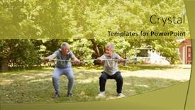  Presentation with rehabilitation - Presentation theme enhanced with two-seniors-with-crutches background and a yellow colored foreground