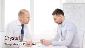  Presentation with audit business compliance concept - Presentation theme with two serious businessman with papers background and a  colored foreground