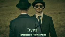  Presentation with surrealist - Presentation theme having two-serious-calm-men background and a tawny brown colored foreground