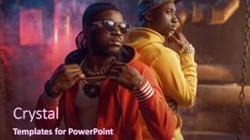  Presentation with studio - PPT theme enhanced with two-serious-rappers-breakdancing background and a wine colored foreground