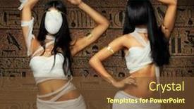  Presentation with bandages - Slide deck enhanced with two sexy egyptian mummies female in bandages background and a tawny brown colored foreground