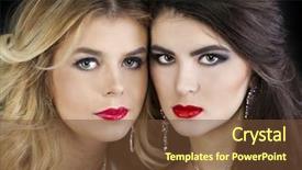  Presentation with glamour - Colorful presentation theme enhanced with two sexy models beautiful blonde backdrop and a tawny brown colored foreground