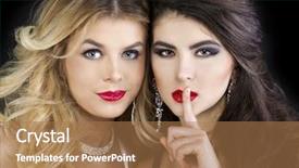  Presentation with glamour - Presentation featuring two sexy models beautiful blonde and brunette glamour make up background and a coral colored foreground