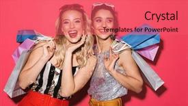  Presentation with women - Colorful slide deck enhanced with two shopaholic women 20s backdrop and a coral colored foreground