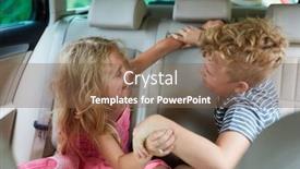  Presentation with siblings - Slide set consisting of controversy - two siblings argue and fight background and a tawny brown colored foreground