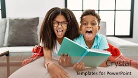  Presentation with siblings - Presentation consisting of two-siblings-lying background and a coral colored foreground