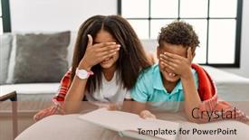  Presentation with siblings - Presentation theme enhanced with two-siblings-lying background and a coral colored foreground