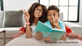  Presentation with siblings - Presentation theme consisting of two-siblings-lying background and a  colored foreground