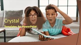  Presentation with siblings - PPT theme enhanced with two-siblings-lying background and a tawny brown colored foreground