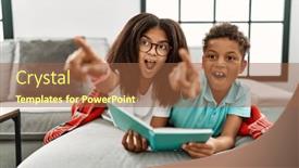  Presentation with siblings - Presentation theme with two-siblings-lying background and a tawny brown colored foreground