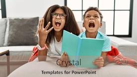  Presentation with siblings - Presentation design consisting of two-siblings-lying background and a  colored foreground