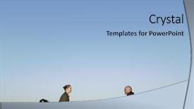  Presentation with people - PPT theme featuring two sides - side view of business people background and a light blue colored foreground