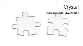  Presentation with jigsaw - Colorful presentation theme enhanced with two silver matching puzzle pieces backdrop and a white colored foreground