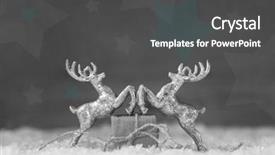 Presentation with silver christmas - Theme with two silver reindeer figurine background and a dark gray colored foreground