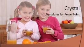  Presentation with orange juice - Slides consisting of two sisters drinking orange juice in kitchen background and a soft green colored foreground