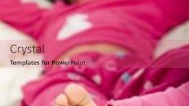  Presentation with bed - Presentation theme consisting of two sisters playing on the bed tickling feet background and a coral colored foreground