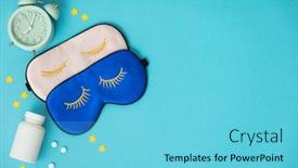  Presentation with blue stars - Presentation theme enhanced with two-sleeping-masks-alarm-clock background and a light blue colored foreground