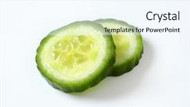  Presentation with earth science green and white - Slides featuring two slices of green cucumber background and a sky blue colored foreground