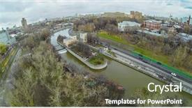  Presentation with unmanned - Slide set with two sluices of syromyatnicheskiy waterworks background and a  colored foreground