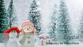  Presentation with snowmen - Audience pleasing presentation theme consisting of two-small-cute-snowmen-friends backdrop and a light blue colored foreground