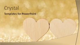  Presentation with golden lights - Audience pleasing presentation design consisting of two-small-handmade-wooden-hearts backdrop and a yellow colored foreground
