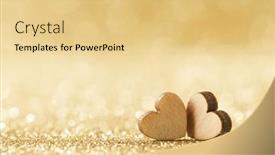  Presentation with valentines day - Beautiful slide deck featuring two-small-handmade-wooden-hearts backdrop and a yellow colored foreground