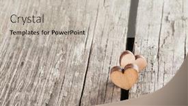  Presentation with old wood - Slides having two small hearts on old wood background background and a soft green colored foreground