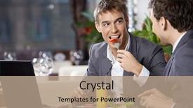  Presentation with eat - Colorful PPT layouts enhanced with two smiling business men eat backdrop and a coral colored foreground