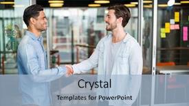  Presentation with hand shake law office - Theme with two smiling colleagues shaking hands background and a  colored foreground