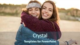  Presentation with female and beach - Amazing PPT layouts having two smiling female friends hugging backdrop and a ocean colored foreground